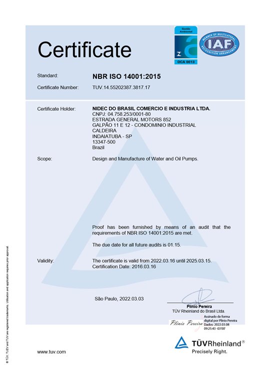 Certificado ISO 14001:2015